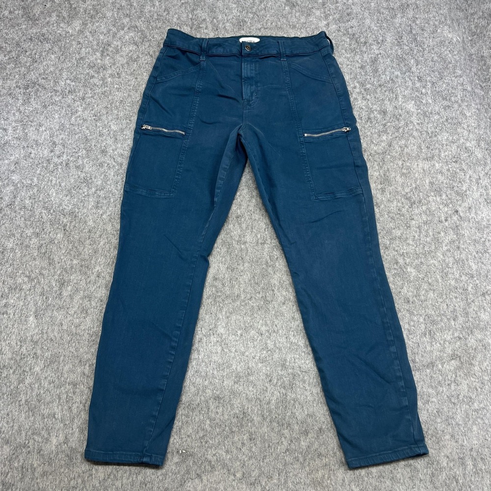 Pistola Pants Womens 31 Blue Cargo Twill Zip Pocket Stretch Utility Casual Moto